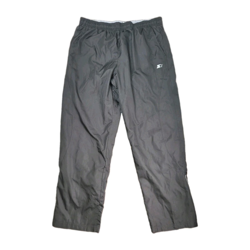VTG Starter Mens Black Windbreaker Track Pants Mesh Lined Ankle Zip Baggy